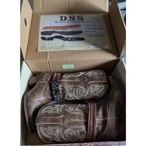 Durango Crush American Flag Strap Cowboy Boots Women 7.5 Brown Western Rodeo - Picture 13 of 16